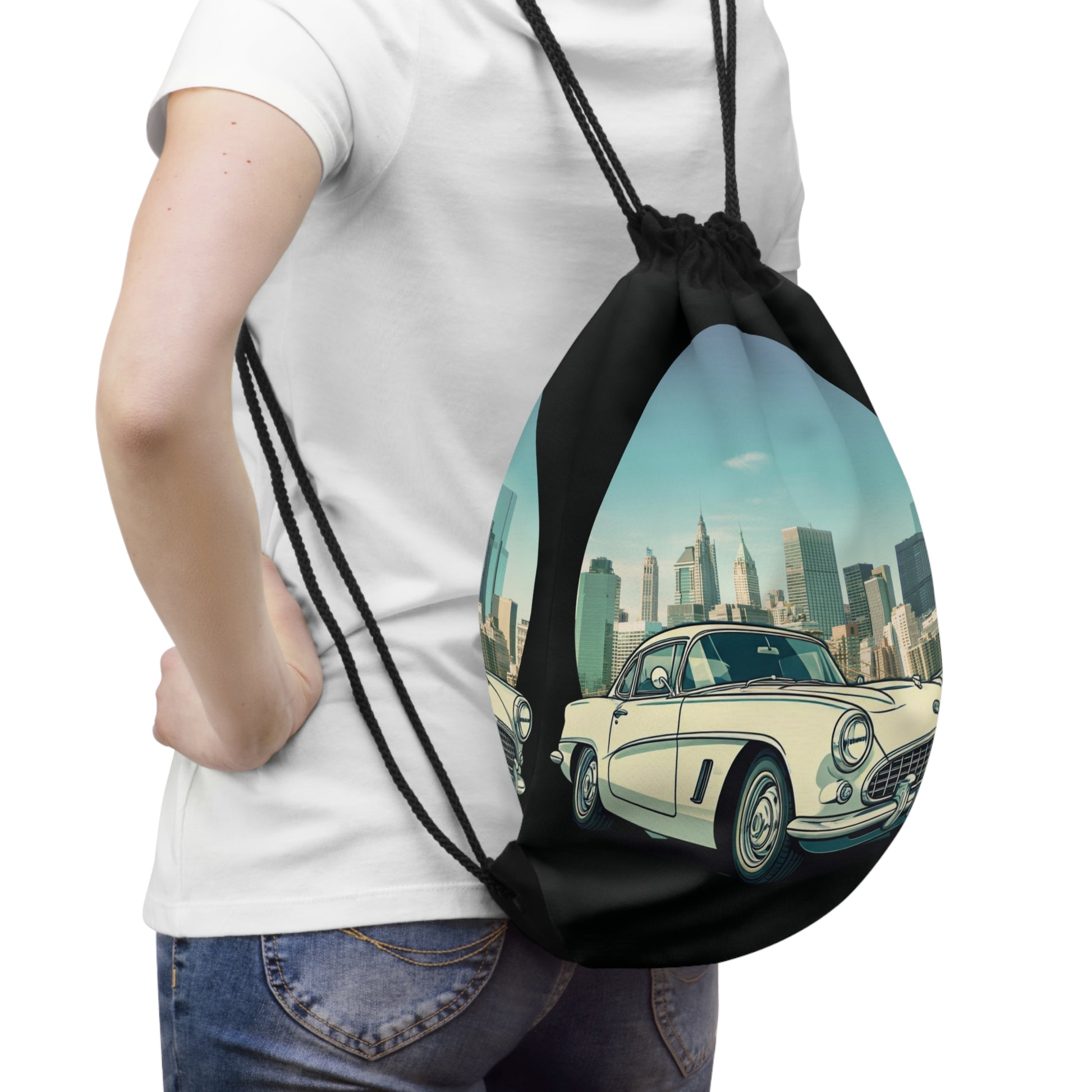 Chevrolet Corvette Drawstring Bag: Iconic Vintage Sports Car Style for Your Daily Adventures