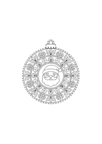 Christmas tree ornement to color, Santa Claus mandala design