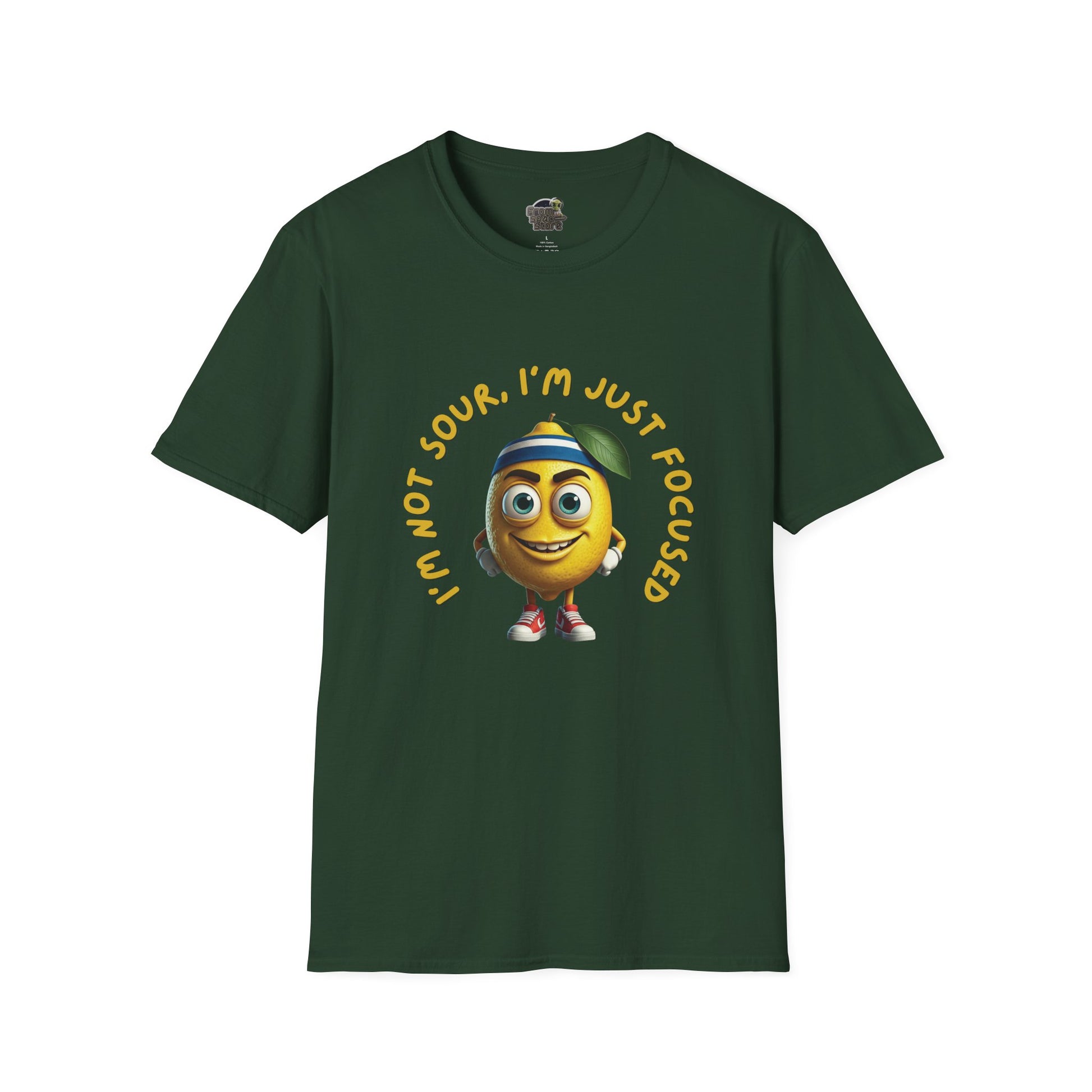 Focused Lemon t-shirt: Funny Running Fruit Tee Forest Green