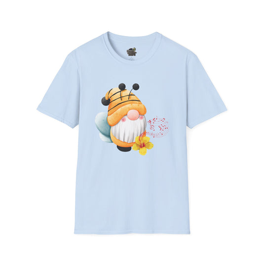 Bee Gnome Unisex T-Shirt: Buzzing with Magic & Melody Light Blue