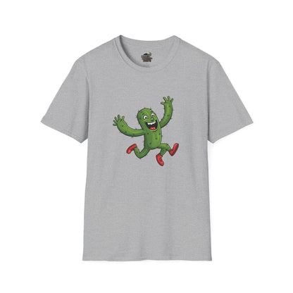 Running Cactus T-Shirt: Fun Organic Cotton Tee for Nature & Quirky Style | Cactus Mania Sport Grey