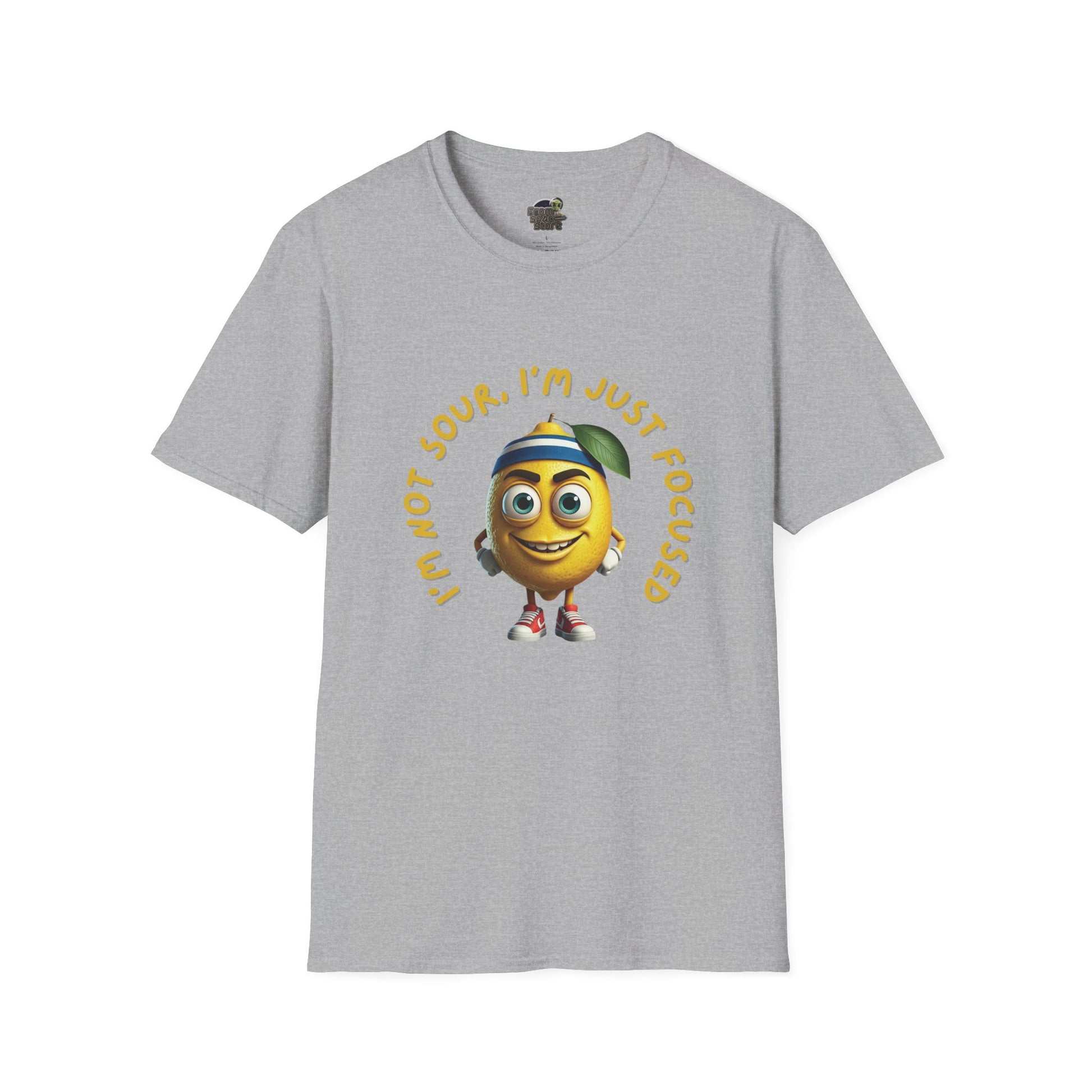 Focused Lemon t-shirt: Funny Running Fruit Tee Sport Grey