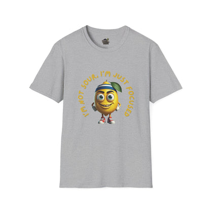 Focused Lemon t-shirt: Funny Running Fruit Tee Sport Grey