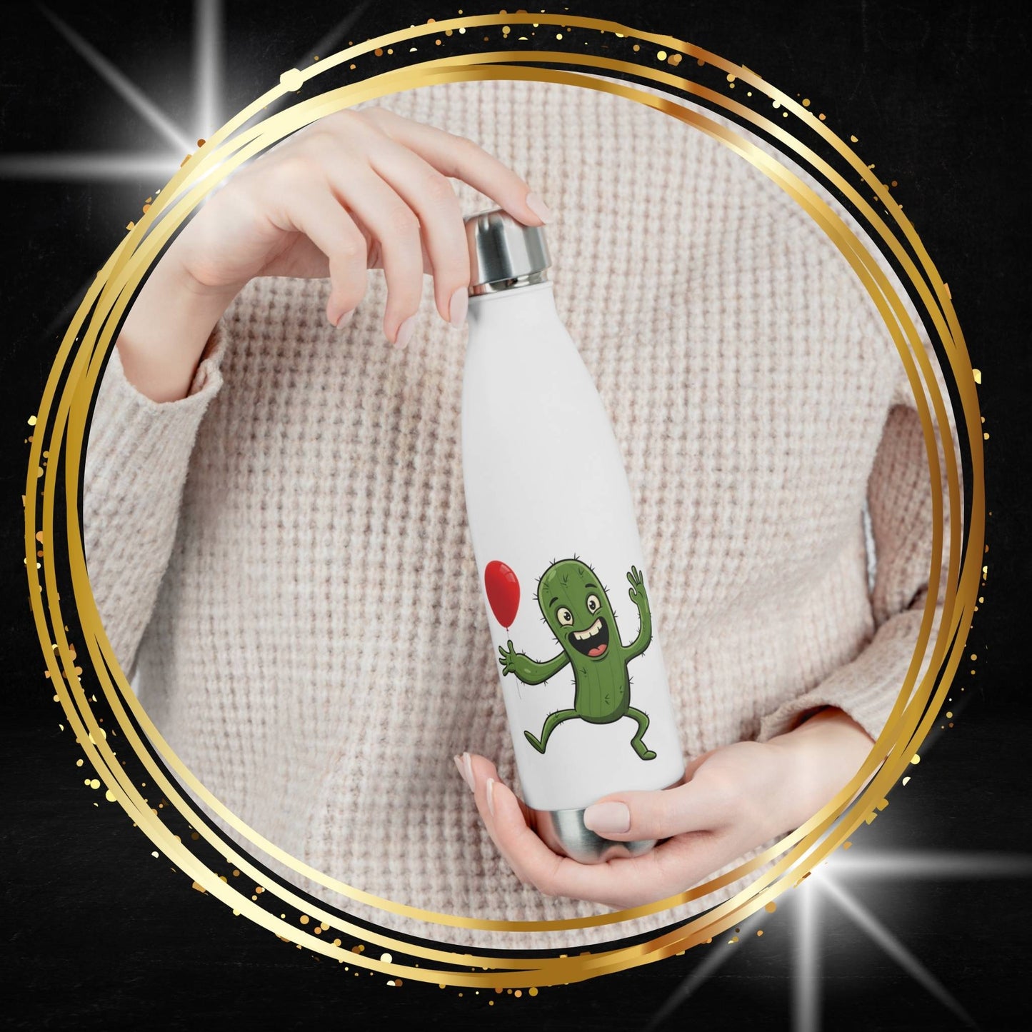 Cactus Balloon Water Bottle | Whimsical Pop Art Gear