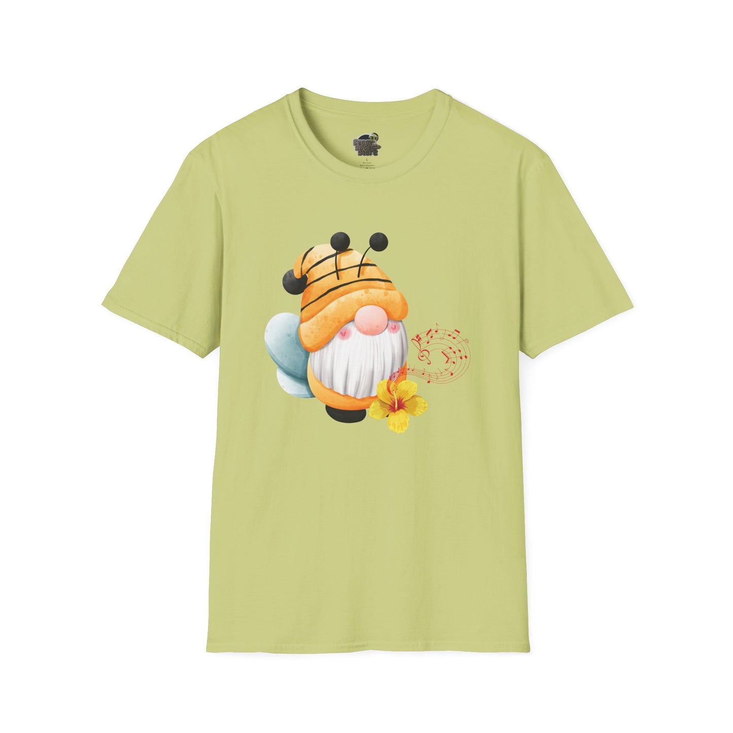 Bee Gnome Unisex T-Shirt: Buzzing with Magic & Melody Pistachio