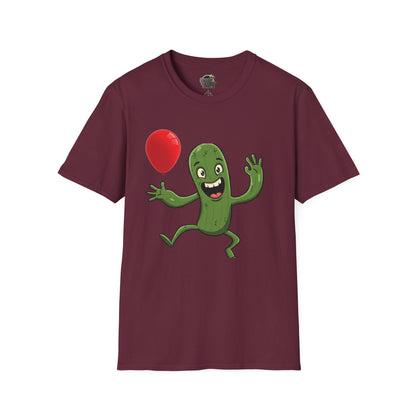 Cactus Mania T-Shirt: Cheerful Cactus with Balloon | Organic Cotton Unisex Tee Maroon
