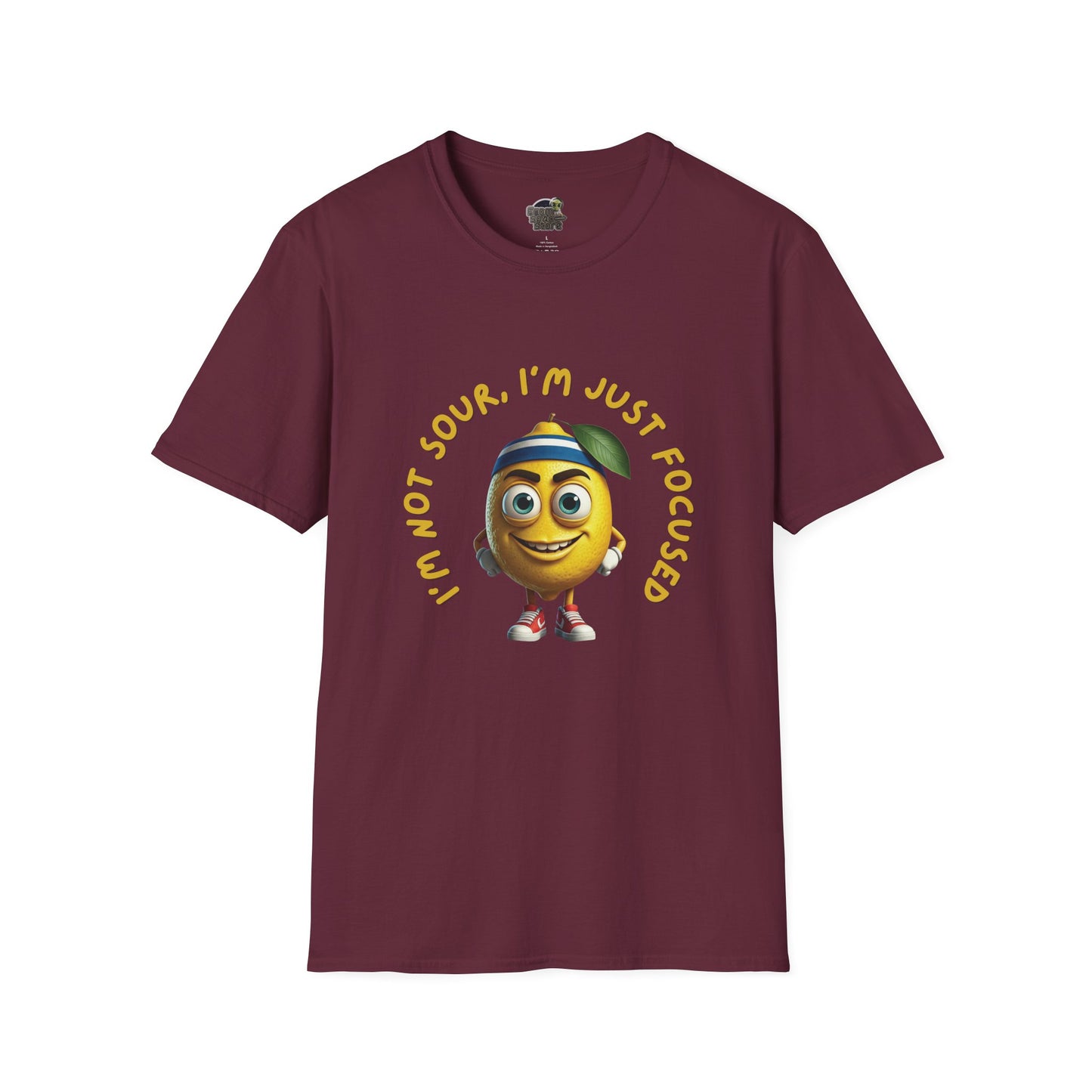 Focused Lemon t-shirt: Funny Running Fruit Tee Maroon