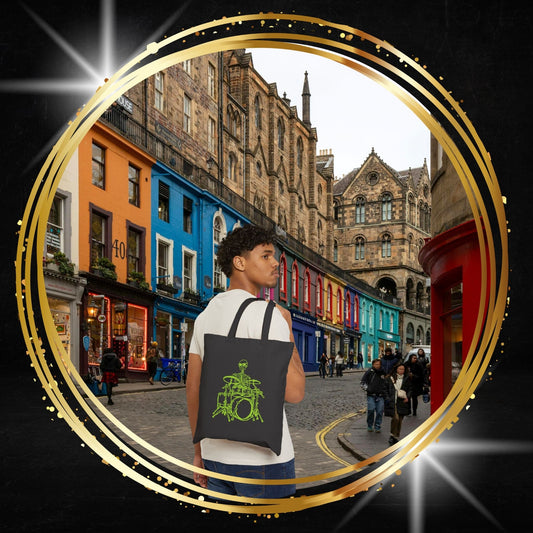 Skeleton Drummer Fluo Tote Bag - Neon Rock Musician Style
