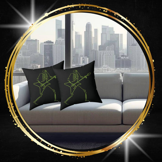Electric Afterlife: Star-Guitar Skeleton Fluo Pillow