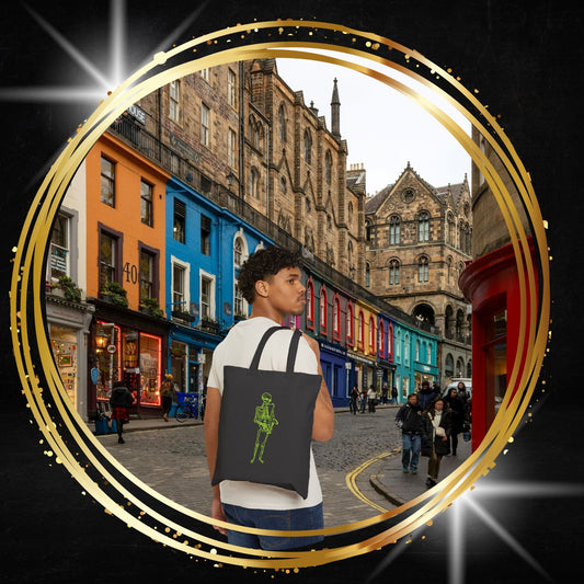 Skeleton Saxophonist Fluo Tote Bag - Neon Jazz & Blues Style