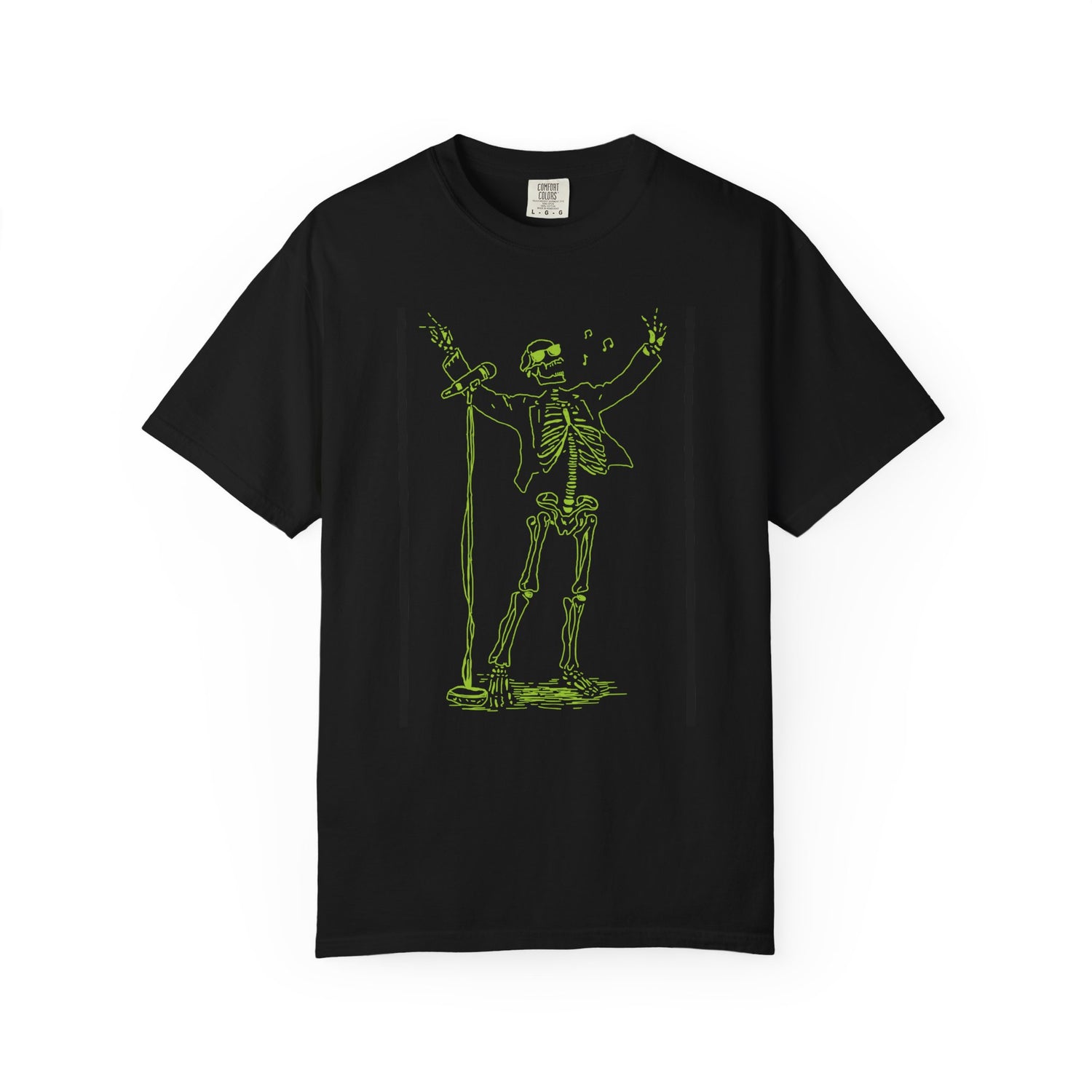 Mystical Vocalist Skeleton Fluo Singer Unisex T-Shirt Black