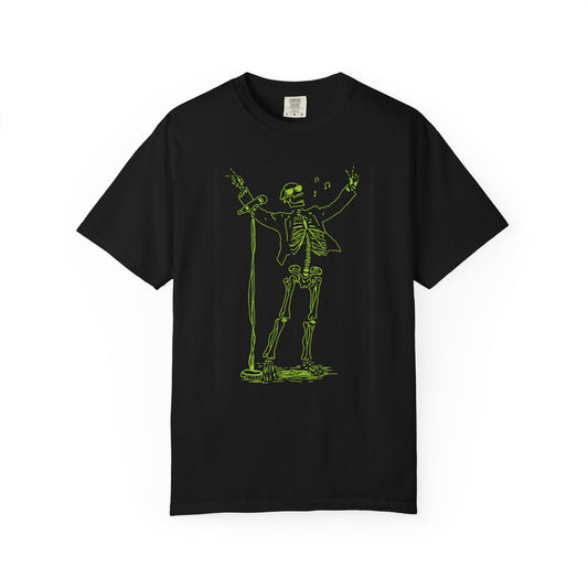 Mystical Vocalist Skeleton Fluo Singer Unisex T-Shirt Black
