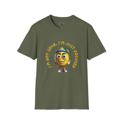 Focused Lemon t-shirt: Funny Running Fruit Tee Military Green