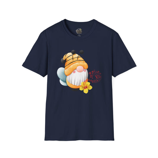 Bee Gnome Unisex T-Shirt: Buzzing with Magic & Melody Navy