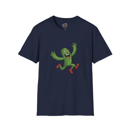Running Cactus T-Shirt: Fun Organic Cotton Tee for Nature & Quirky Style | Cactus Mania Navy