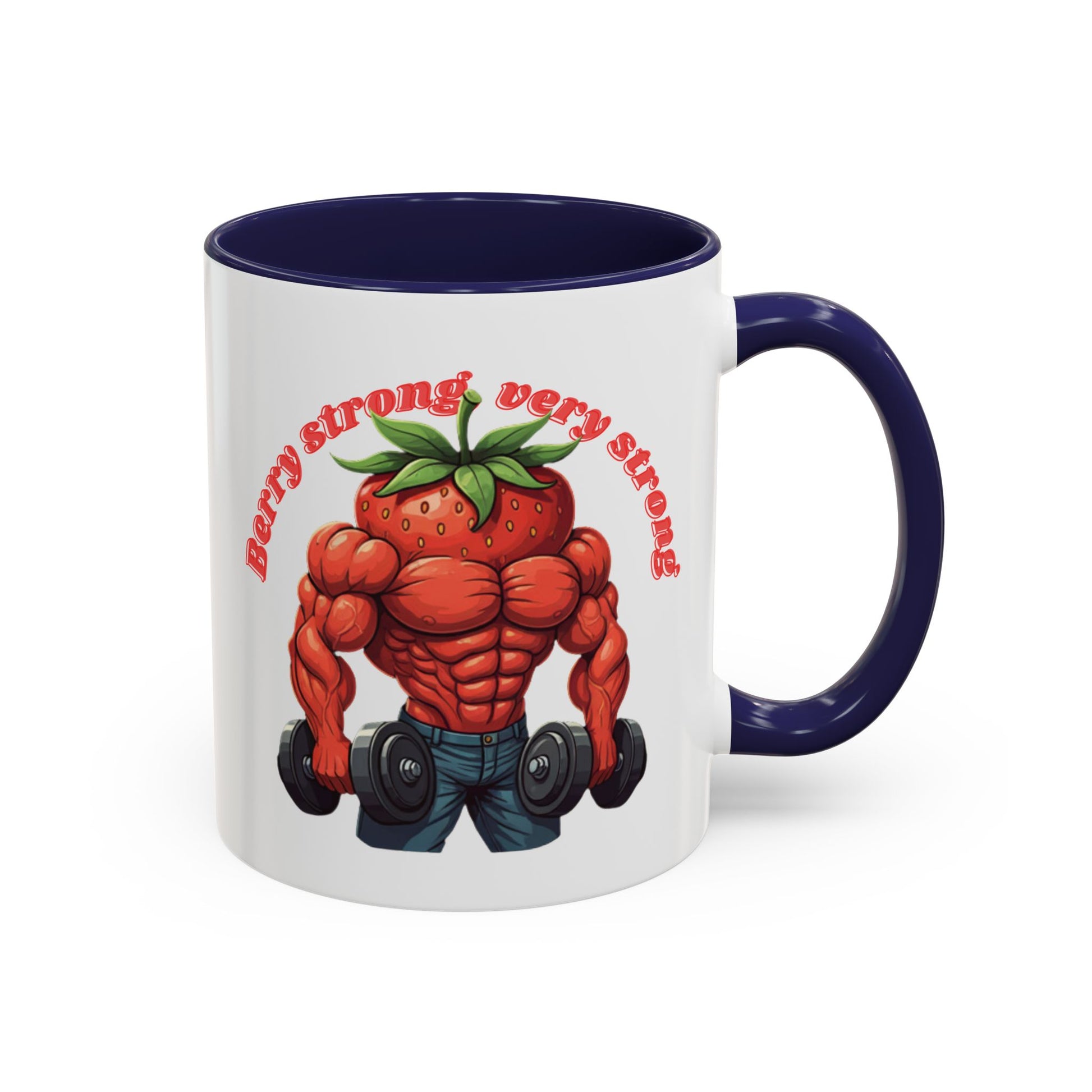 Berry Strong Mug - Funny Strawberry Gym Workout Coffee Mug! 11oz Navy