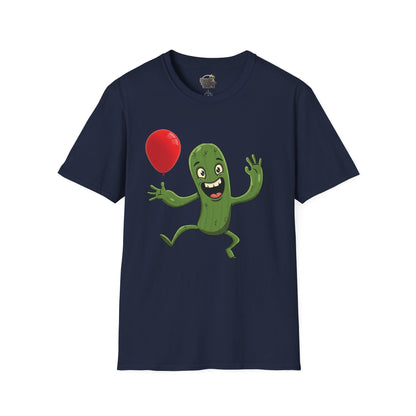 Cactus Mania T-Shirt: Cheerful Cactus with Balloon | Organic Cotton Unisex Tee Navy