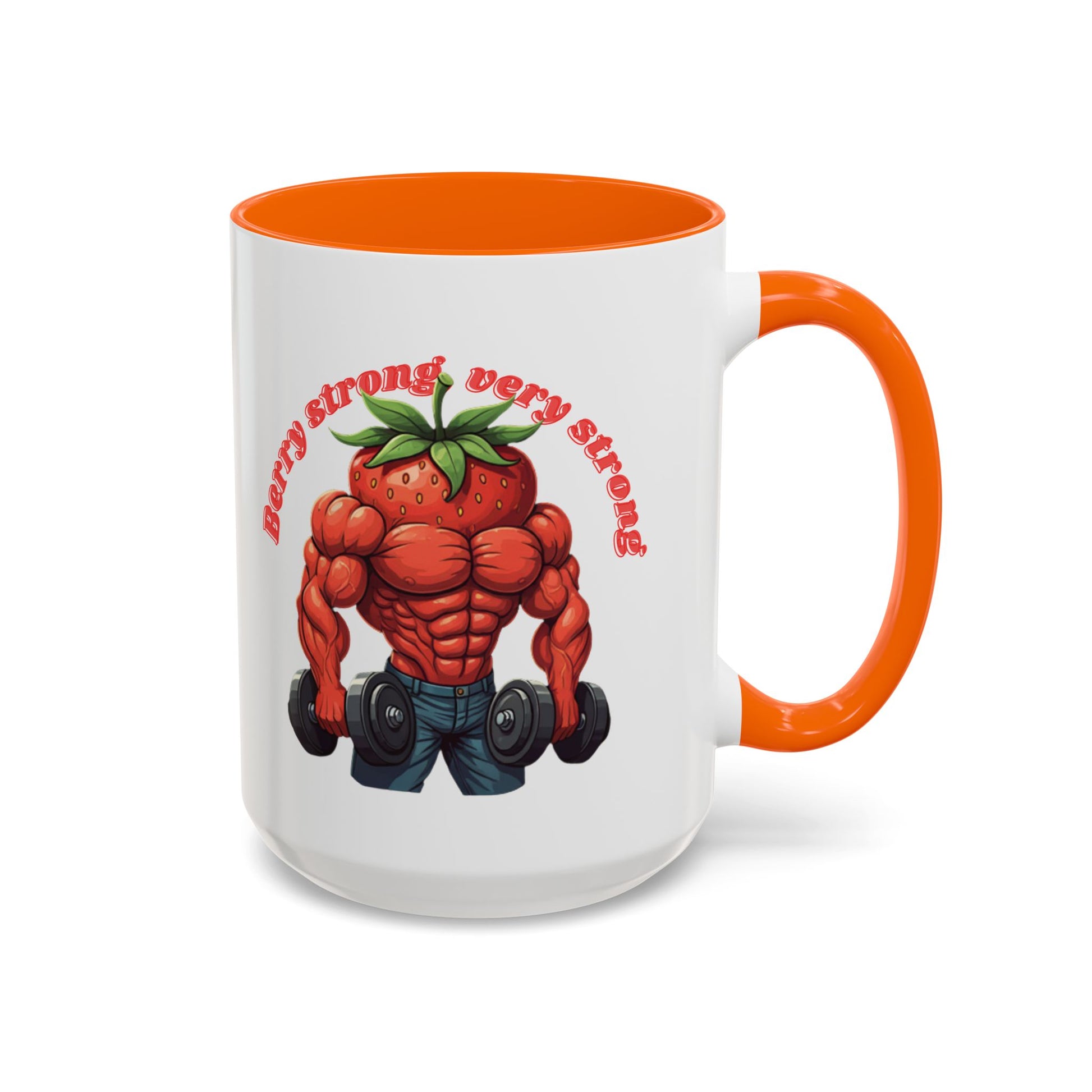 Berry Strong Mug - Funny Strawberry Gym Workout Coffee Mug! 15oz Orange