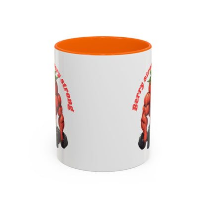 Berry Strong Mug - Funny Strawberry Gym Workout Coffee Mug! 11oz Orange