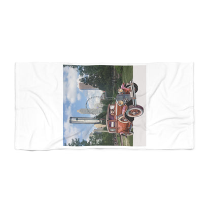 Ford Atlanta Skyliner Beach Towel: Relive 30s Cinema Charm & Classic Cars