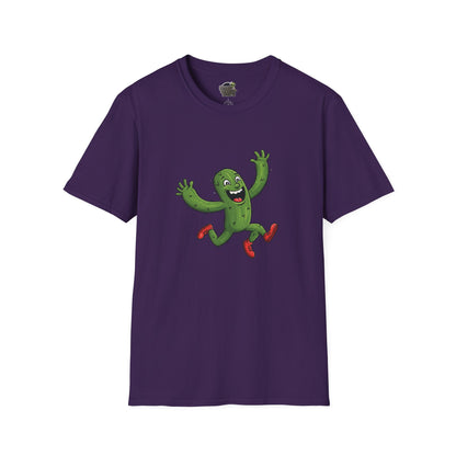 Running Cactus T-Shirt: Fun Organic Cotton Tee for Nature & Quirky Style | Cactus Mania Purple