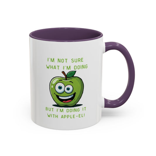 Funny Apple Mug - Unique Coffee Cup Design - Gift for Her Him - Best Selling Mug - Ceramic - Dishwasher Safe - Microwave Safe 11oz Purple
