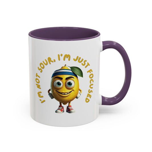 Sour but Focused Lemon Mug - Funny Coffee Cup for Work 11oz Purple