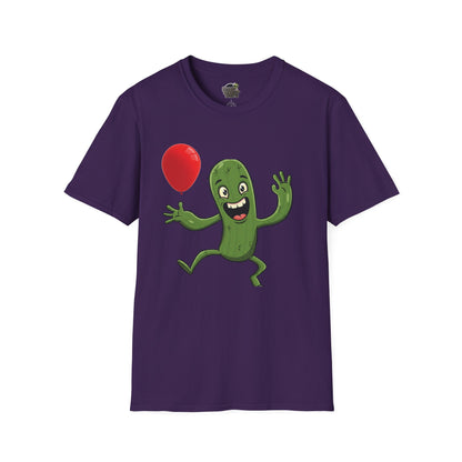 Cactus Mania T-Shirt: Cheerful Cactus with Balloon | Organic Cotton Unisex Tee Purple