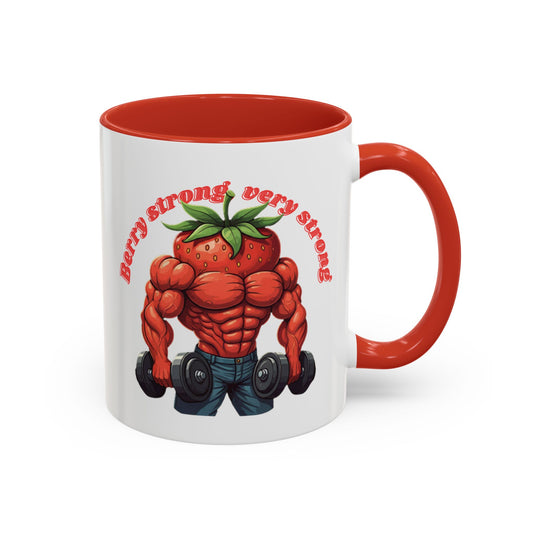 Berry Strong Mug - Funny Strawberry Gym Workout Coffee Mug! 11oz Red