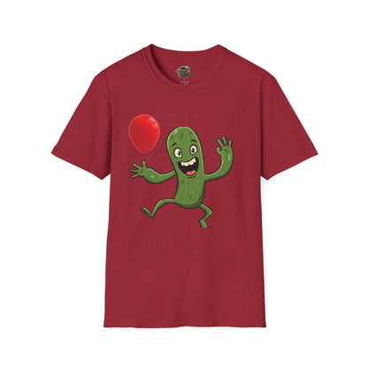 Cactus Mania T-Shirt: Cheerful Cactus with Balloon | Organic Cotton Unisex Tee Antique Cherry Red