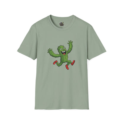 Running Cactus T-Shirt: Fun Organic Cotton Tee for Nature & Quirky Style | Cactus Mania Sage