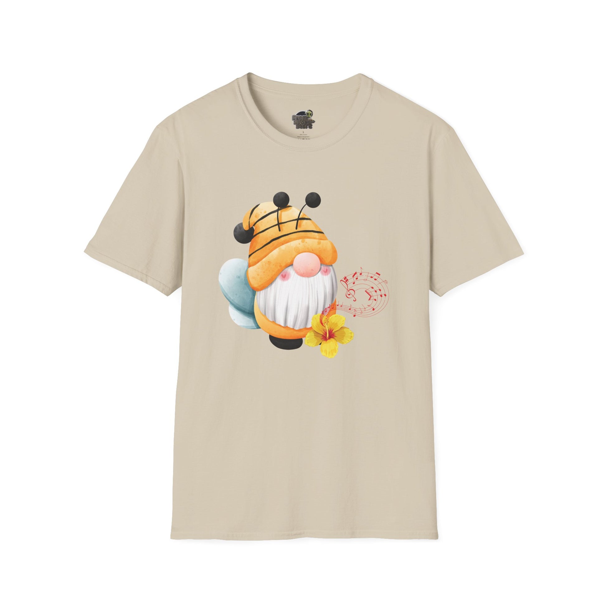 Bee Gnome Unisex T-Shirt: Buzzing with Magic & Melody Sand