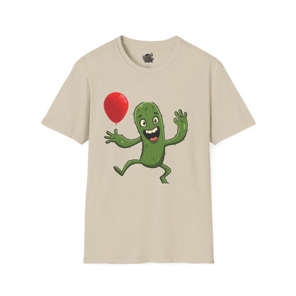 Cactus Mania T-Shirt: Cheerful Cactus with Balloon | Organic Cotton Unisex Tee Sand