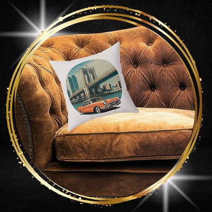 The Crossing – 1950s Chevrolet Bel-Air Brooklyn Bridge Pillow