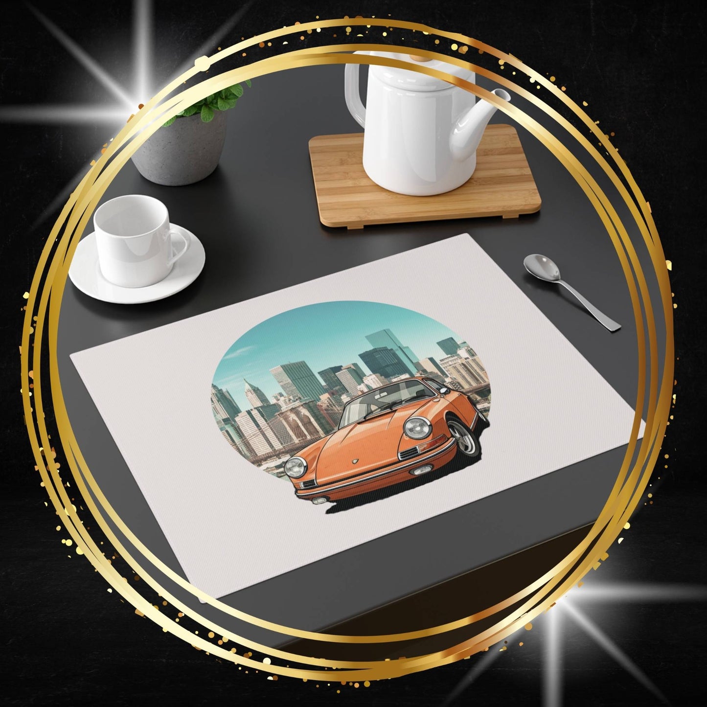 The Precision Pulse: Porsche 911 Skyline Placemat