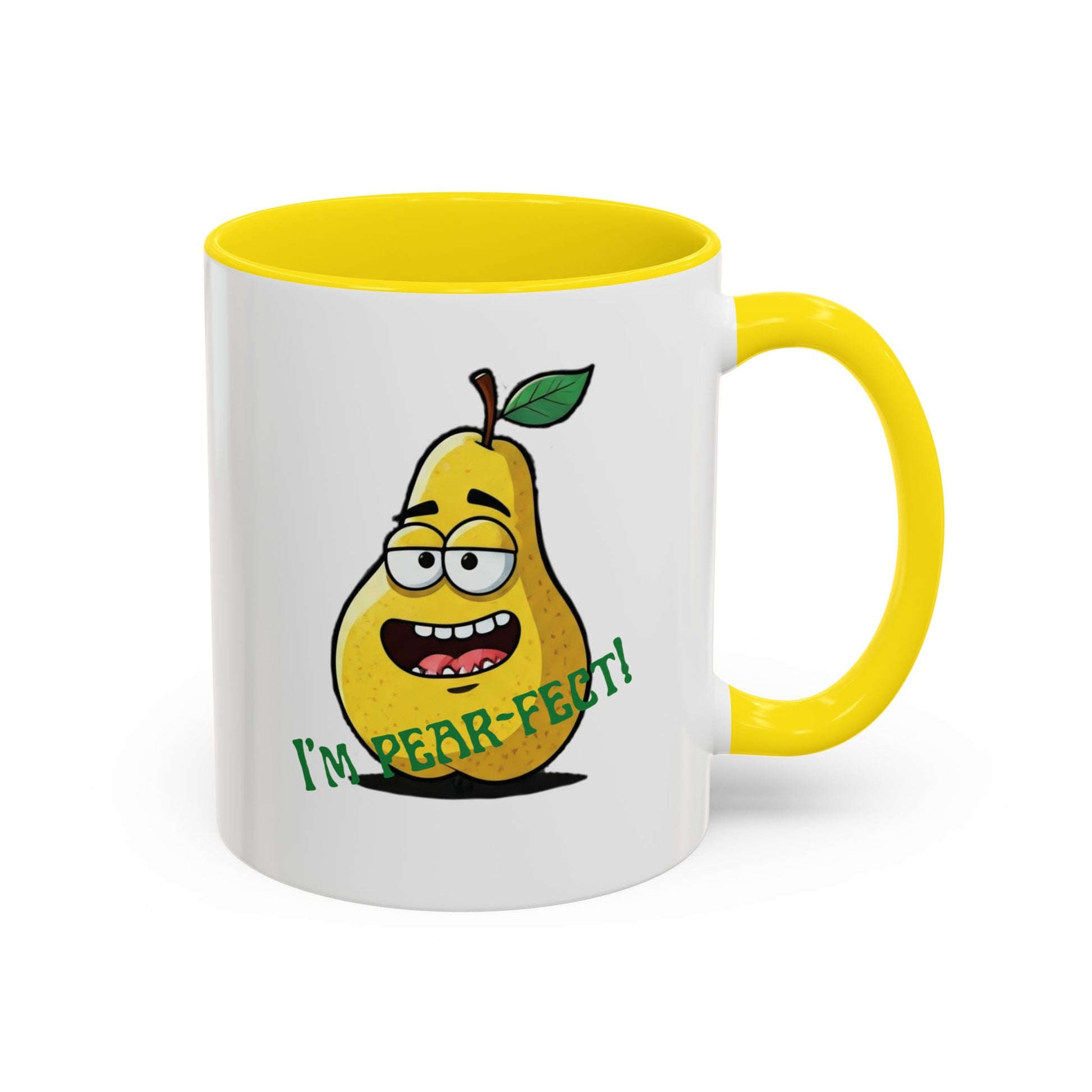 Funny Pear Mug - Ceramic Coffee Cup with Cute Design - Unique Gift Idea 11oz Yellow