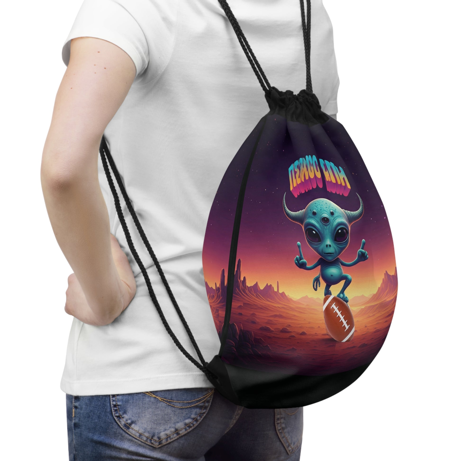 Alien Rugby Player Tote Bag: Score Big with Unique Style - Funny Football Alien on Canvas for Sports Fans & Everyday Use