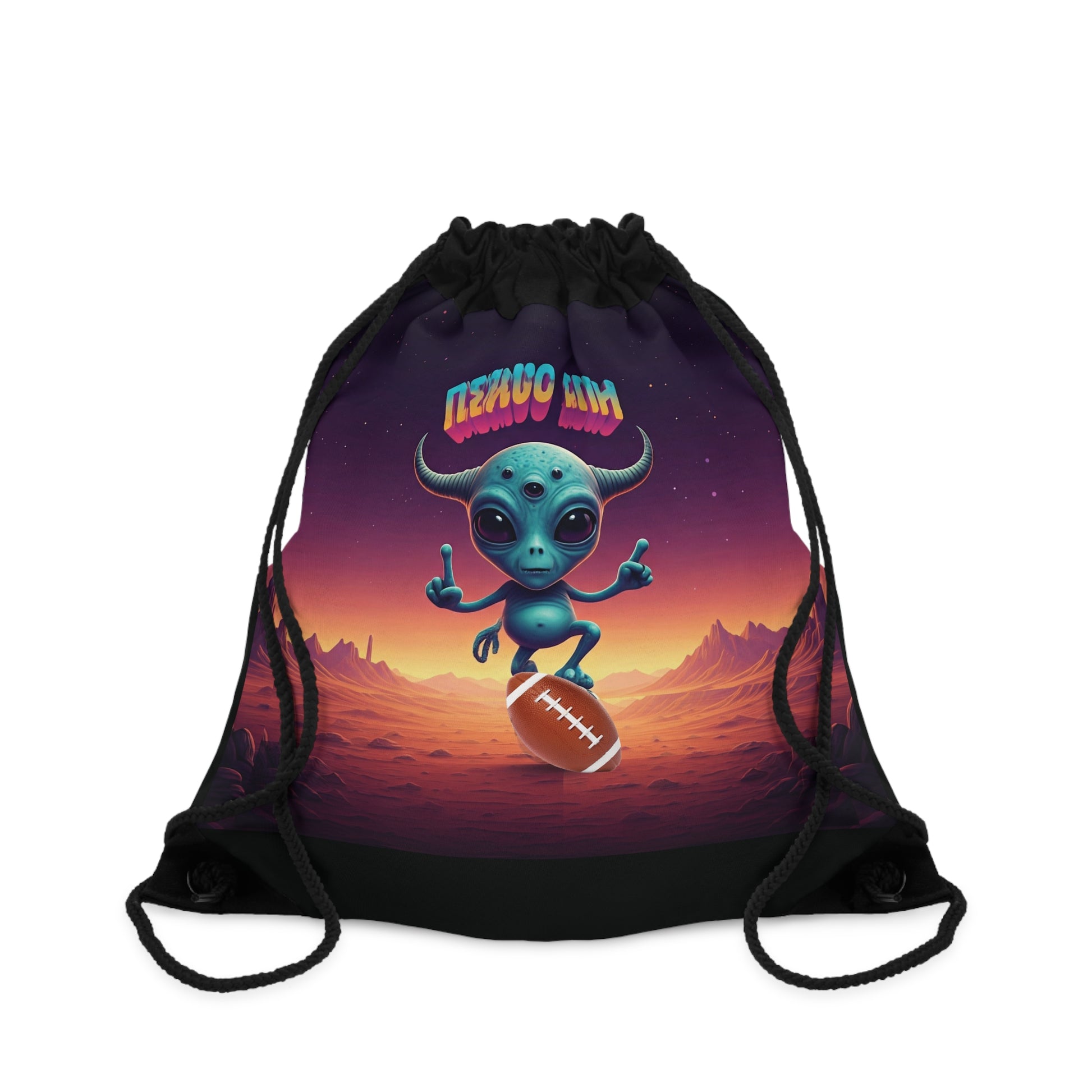 Alien Rugby Player Tote Bag: Score Big with Unique Style - Funny Football Alien on Canvas for Sports Fans & Everyday Use One size