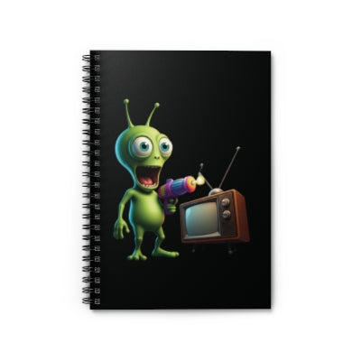 Alien Vintage TV Zapping Spiral Notebook - A Retro Journal for Your Cosmic Thoughts