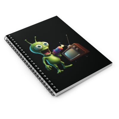 Alien Vintage TV Zapping Spiral Notebook - A Retro Journal for Your Cosmic Thoughts