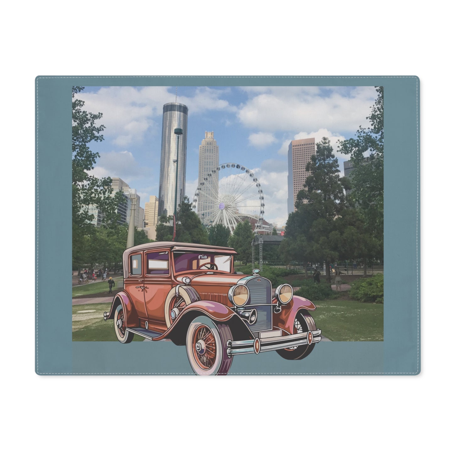 Vintage pre-war car art for sophisticated table settings.