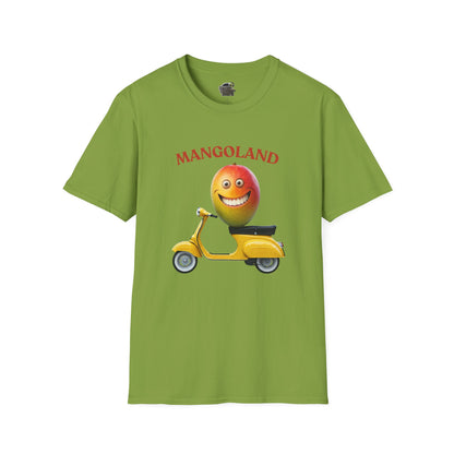Mangoland t-shirt: Funny Mango Riding Vespa Tee Kiwi