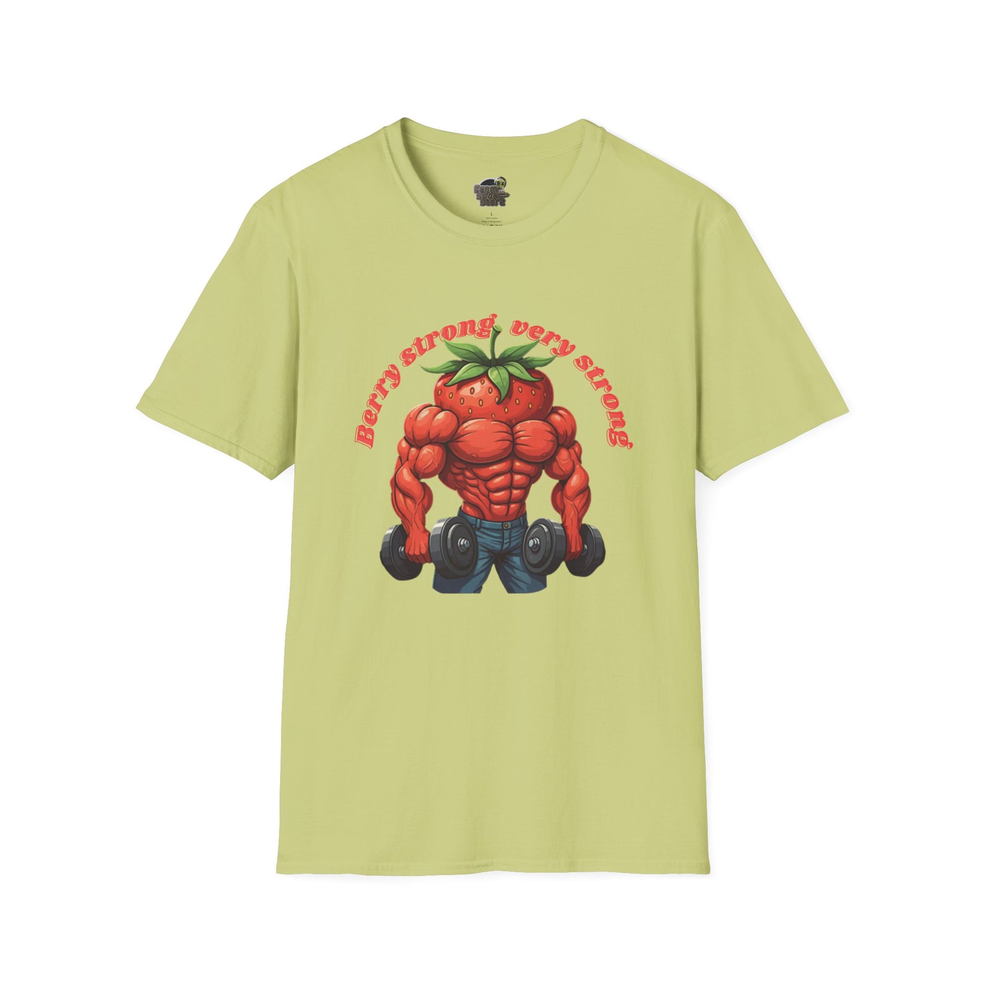 Berry Strong t-shirt: Funny Strawberry Bodybuilder Tee Pistachio