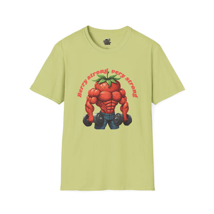 Berry Strong t-shirt: Funny Strawberry Bodybuilder Tee Pistachio