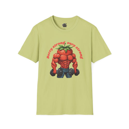 Berry Strong t-shirt: Funny Strawberry Bodybuilder Tee Pistachio