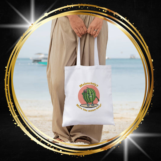 Melon-holy Tote Bag: Funny Weightlifting Watermelon Gym Bag