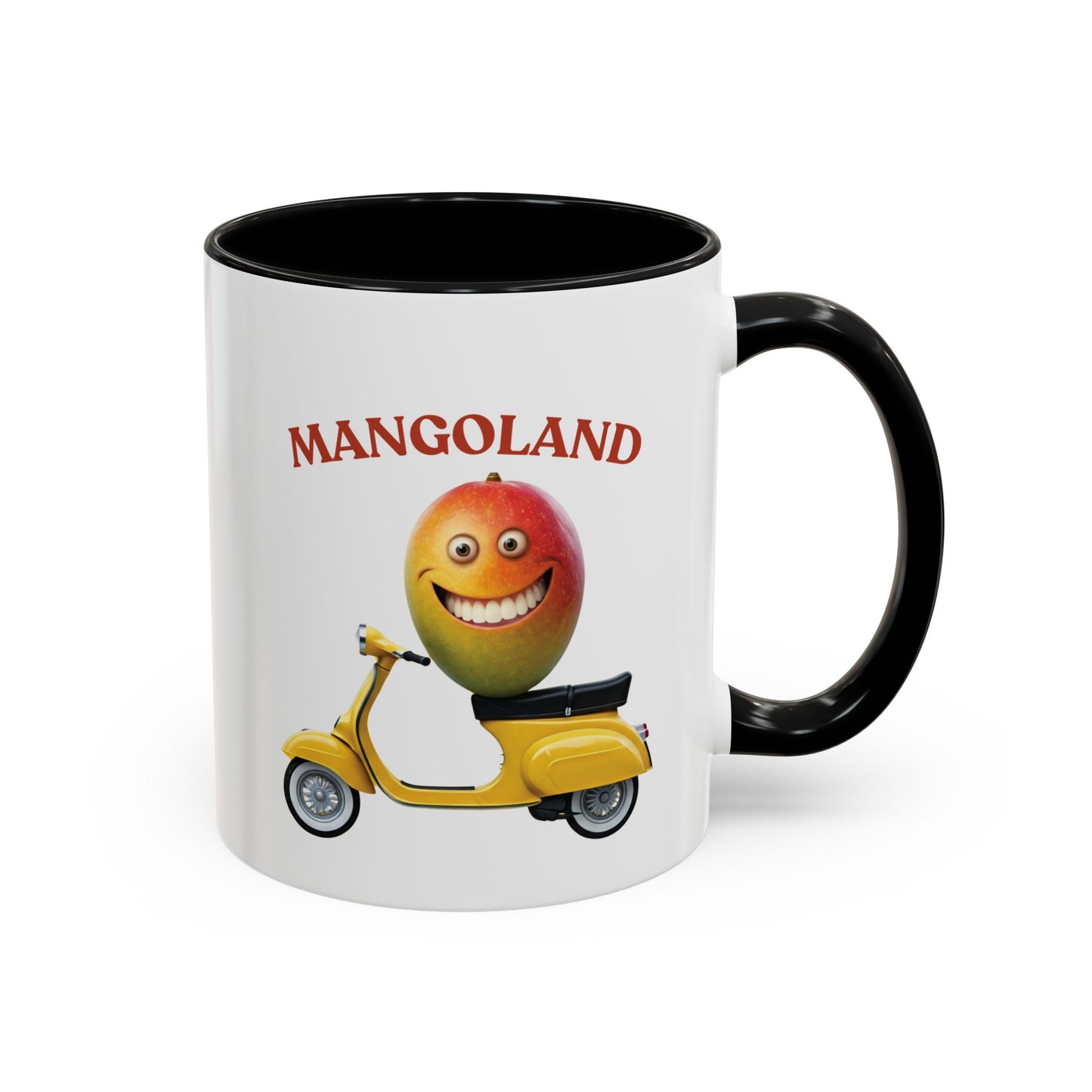 Mango on a Scooter Mug - Fun Tropical Coffee Cup 11oz Black