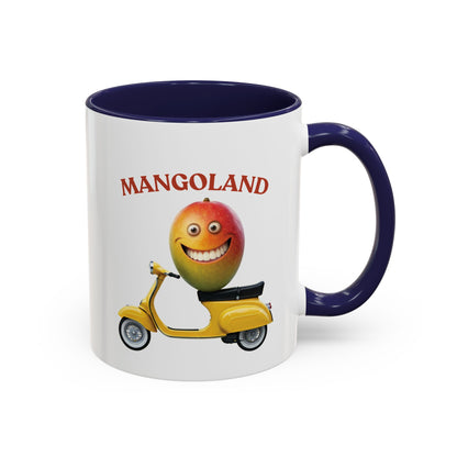 Mango on a Scooter Mug - Fun Tropical Coffee Cup 11oz Navy