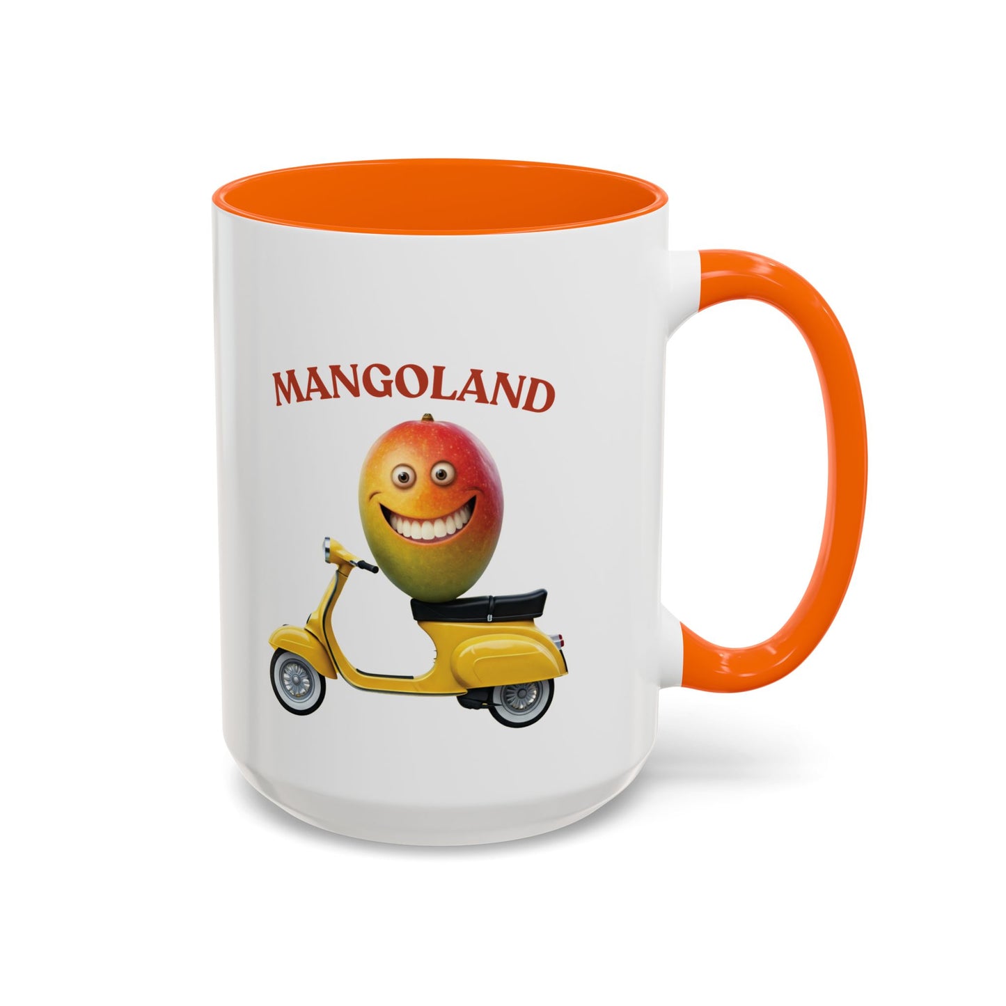Mango on a Scooter Mug - Fun Tropical Coffee Cup 15oz Orange