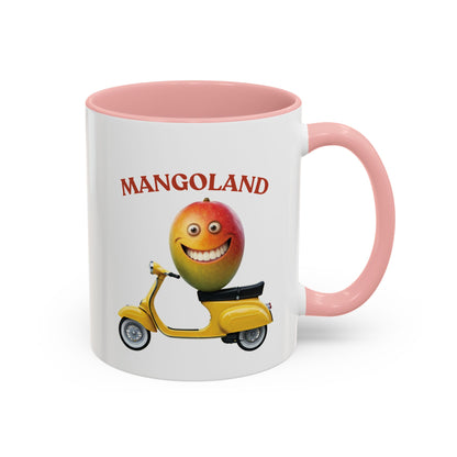 Mango on a Scooter Mug - Fun Tropical Coffee Cup 11oz Pink